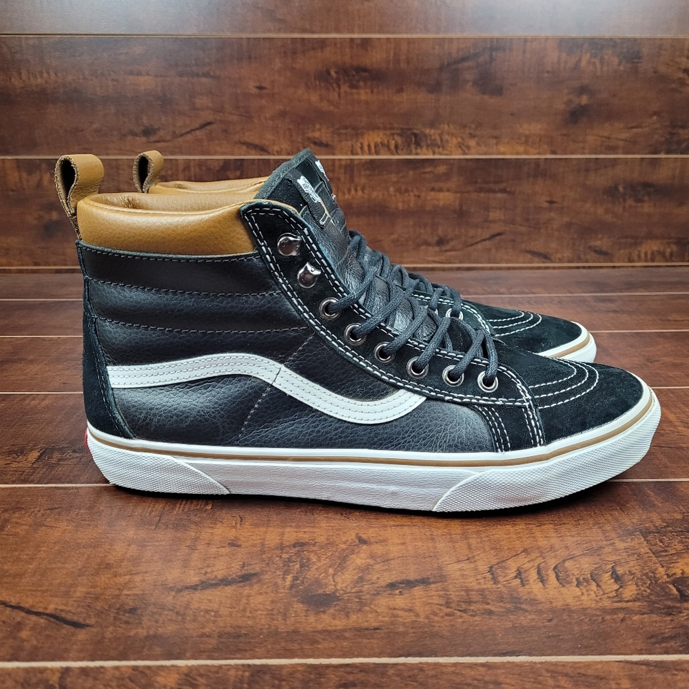 Vans Sk8-Hi MTE Scotchgard Black Leather Athletic Hiking Sneakers Mens Size 10.5